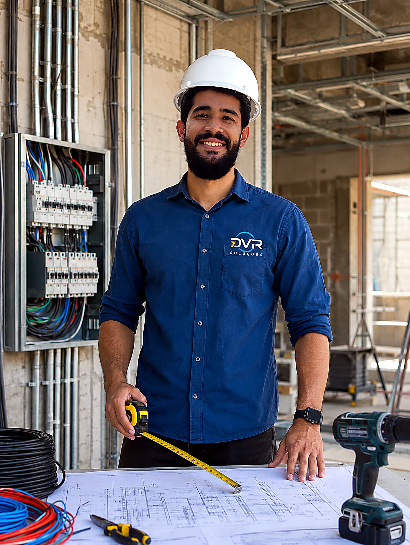 Jhonathan — Técnico Projetista de Instalações Elétricas da DVR, com projeto e ferramentas